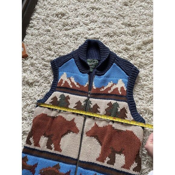 Woolrich Womens Zip Up Shawl Collar Sweater Yellowstone Here I Come Small Vest - Picture 7 of 14